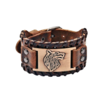 Bracelet Cuir Viking Loup