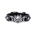 Bracelet Rock Cuir Crâne et Étoiles