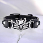 Bracelet Rock Cuir Crâne et Étoiles