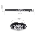 Bracelet Rock Cuir Crâne et Étoiles
