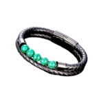 Bracelet Cuir et Pierre Malachite