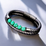 Bracelet Cuir et Pierre Malachite