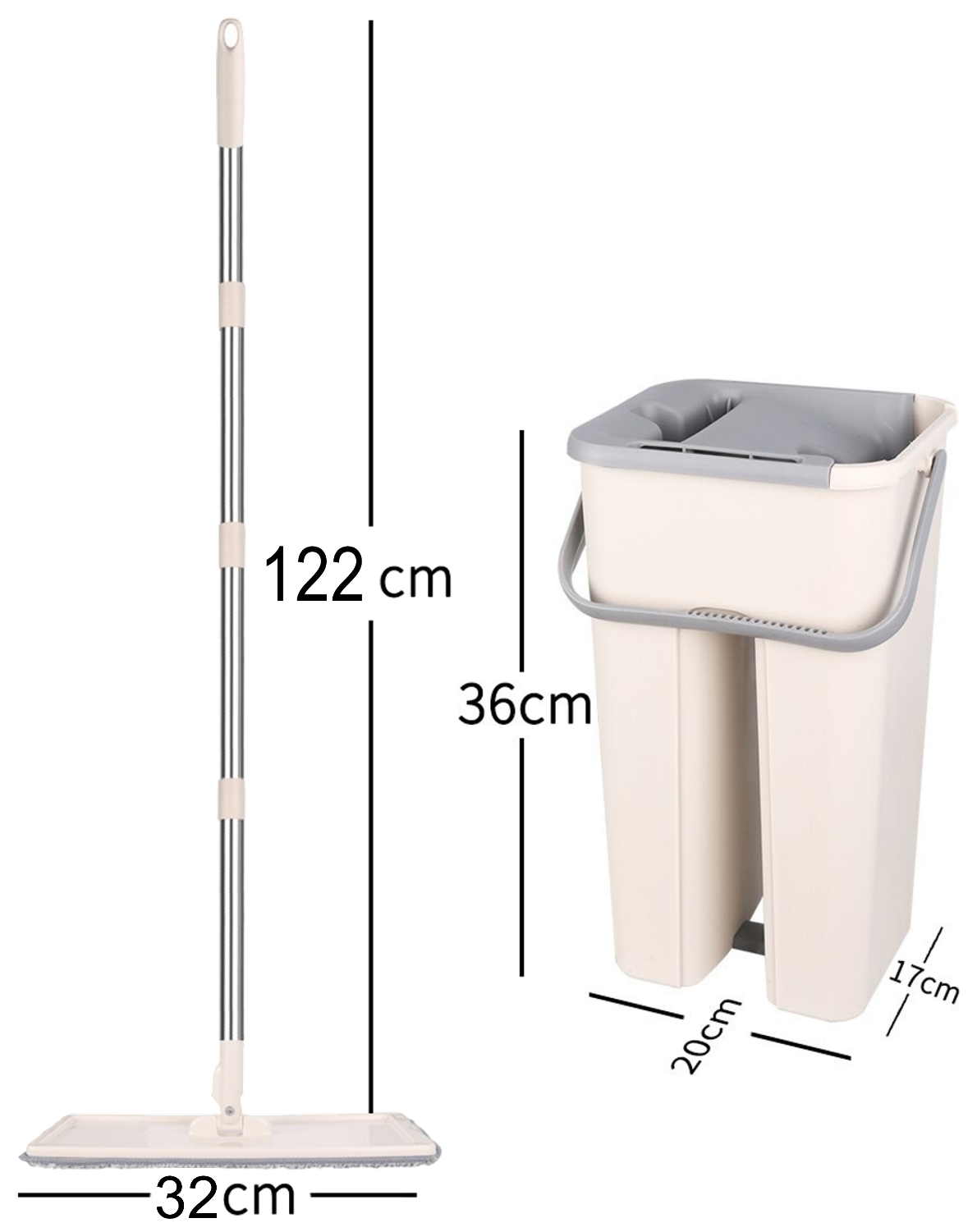 SEAU MENAGE 2 COMPARTIMENTS DIMENSIONS