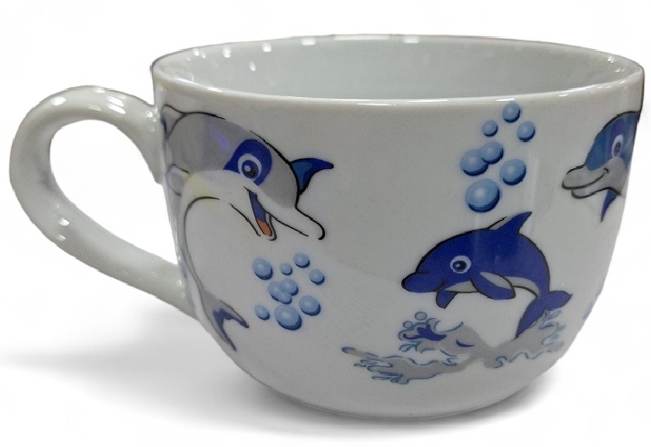 Tasse en porcelaine 63 cl motif dauphin