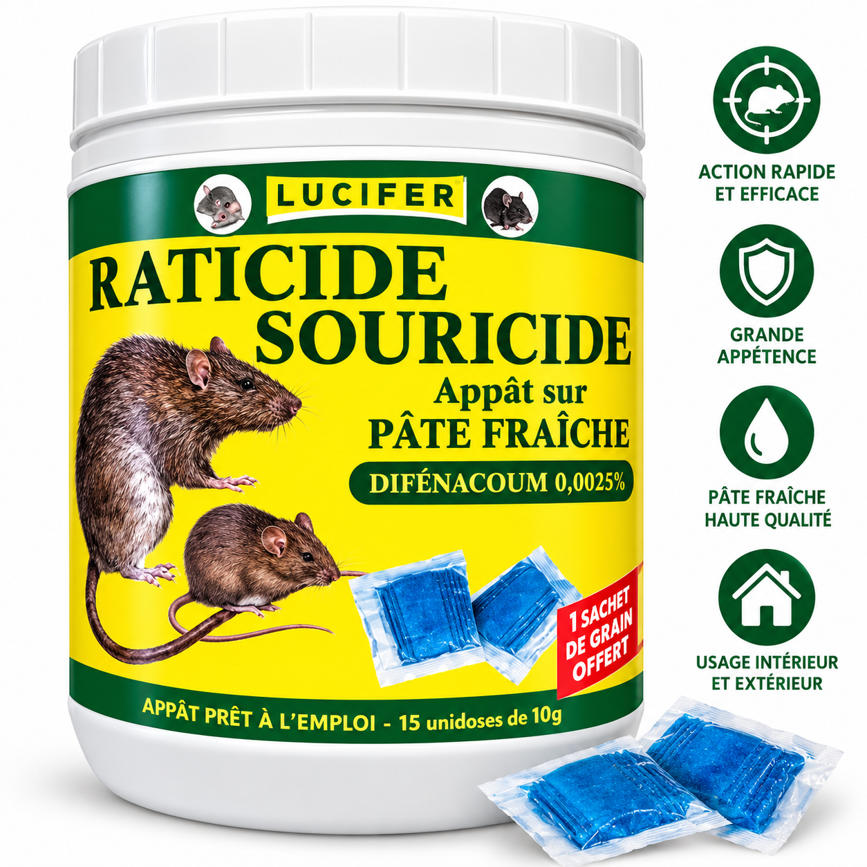 Raticide Lucifer, appât prêt à l’emploi leaderbazar