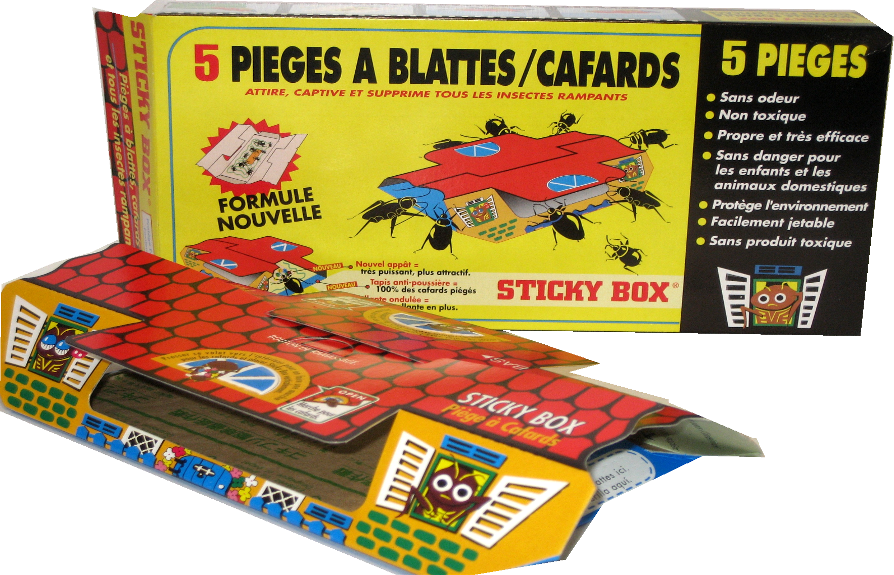 5 pièges à cafards et blattes STICKY BOX