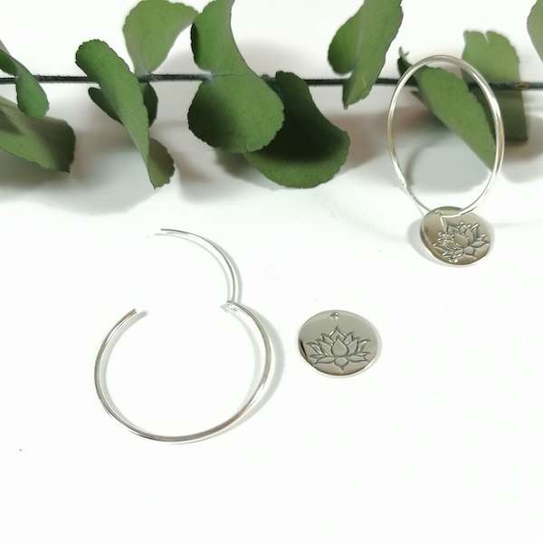 Orecchini A Cerchio Uomo Lotus - Stile Unico, Senza Metalli, Design Moderno E Originale. Modello LS2160.