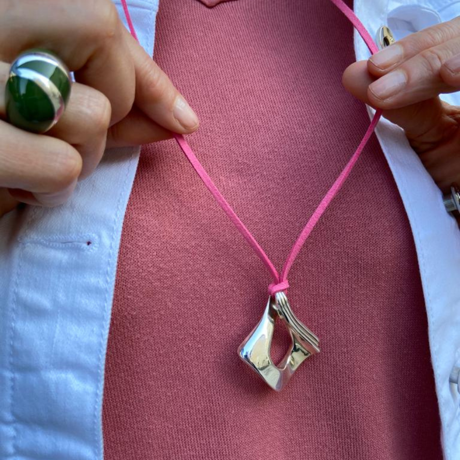 pendentif sautoir argent carré manta