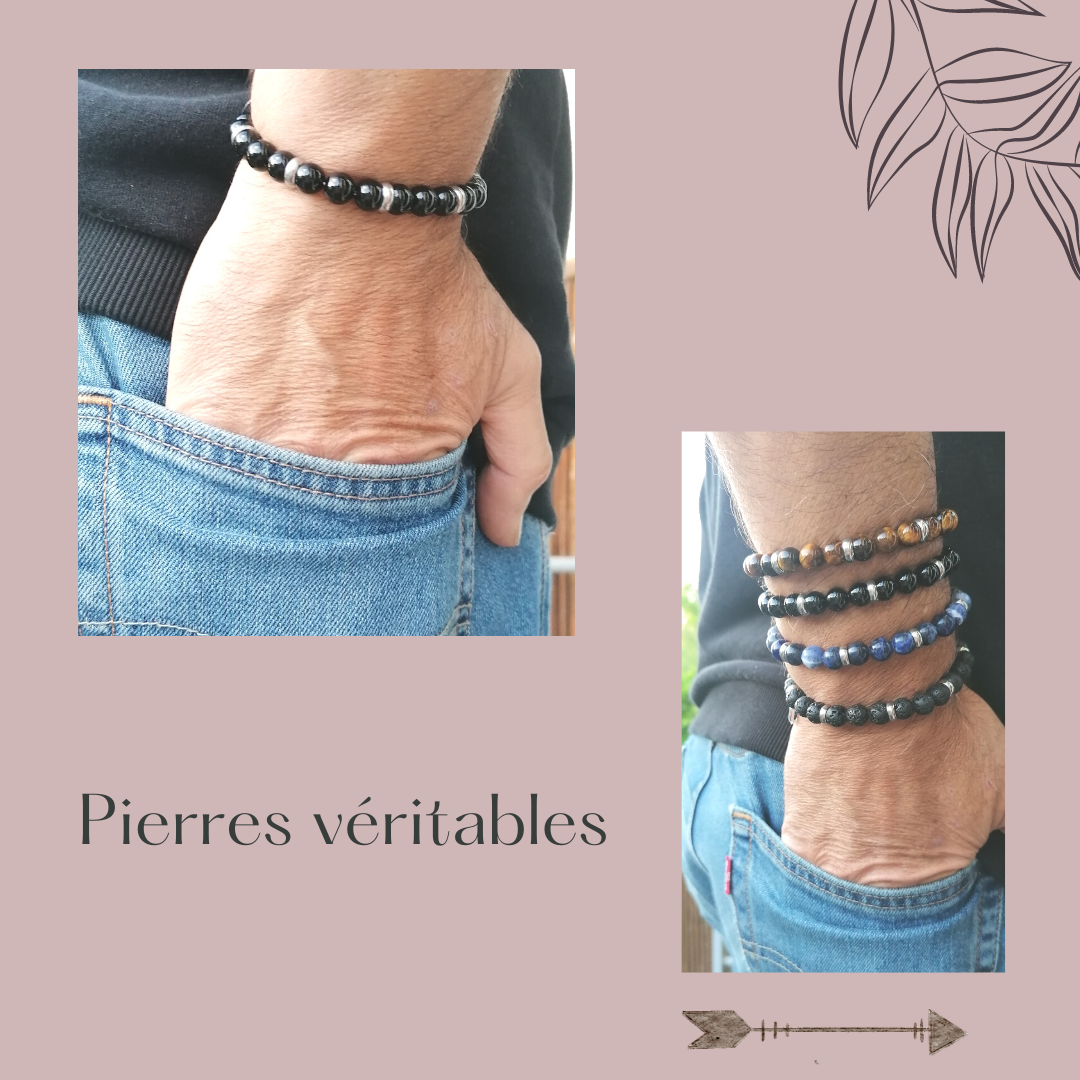 Bracelets hommes pierres naturelles acier (2)