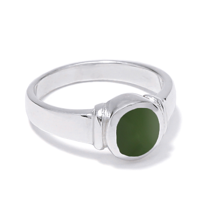 Bague solitaire argent couleur kaki malachite bleue ou en nacre