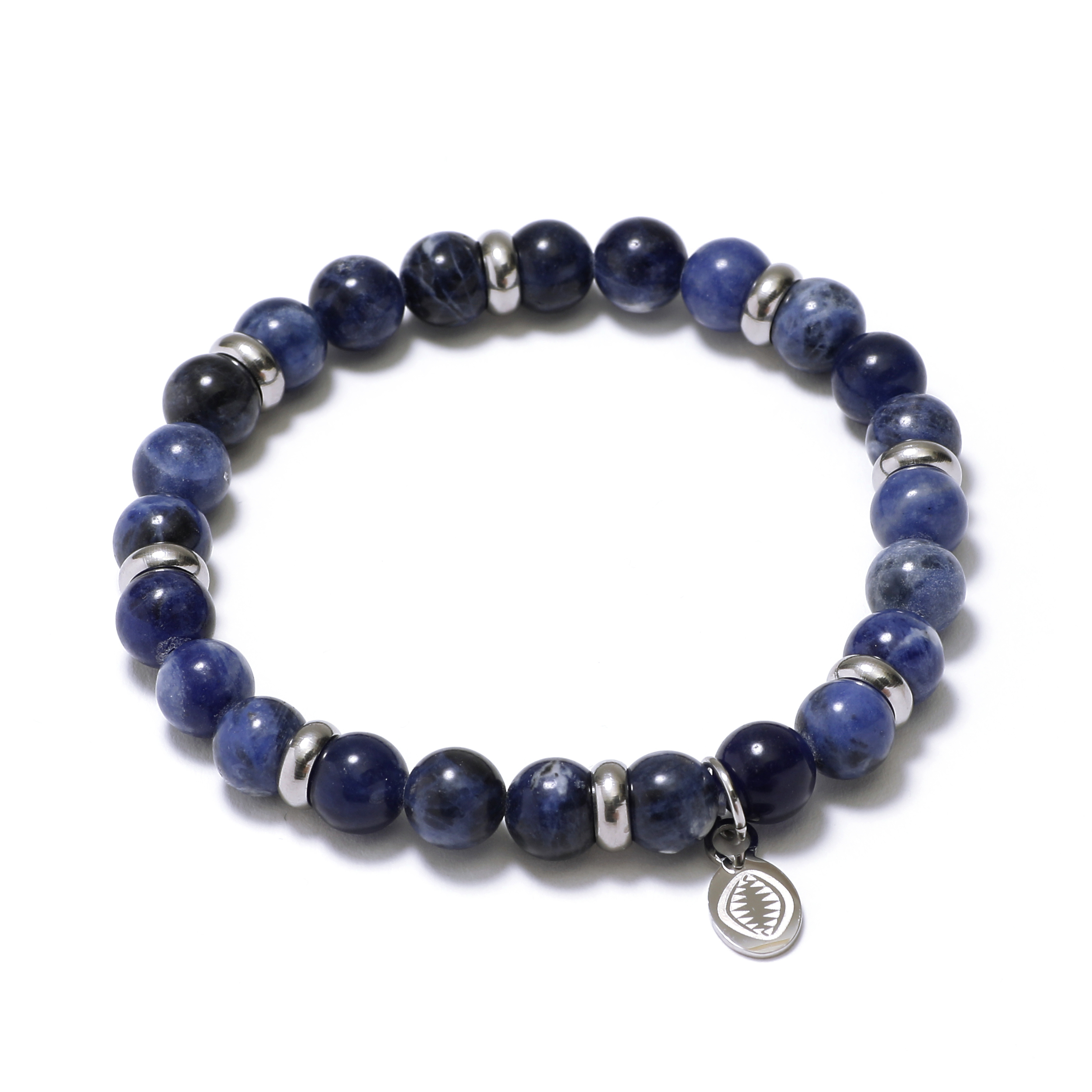 Bracelet homme pierres naturelles sodalites bleues et acier BLUE