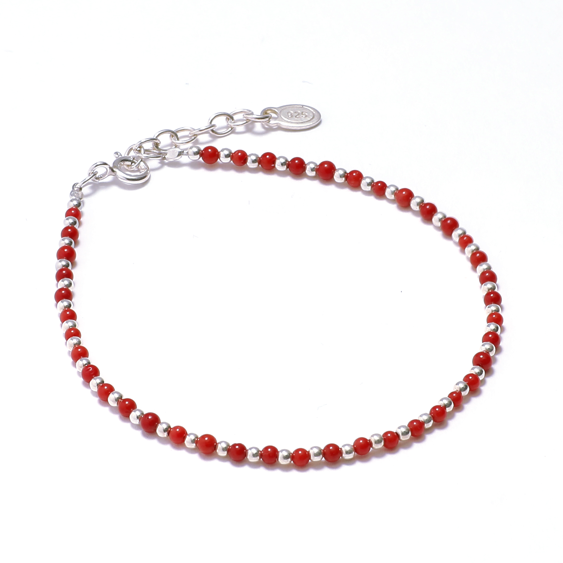 Bracelet femme pierres naturelles rouges et argent avec fermoir YAZ (2)