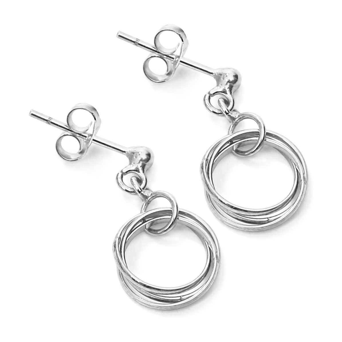 Boucles d'oreilles courtes puces trois cercles en argent OVA