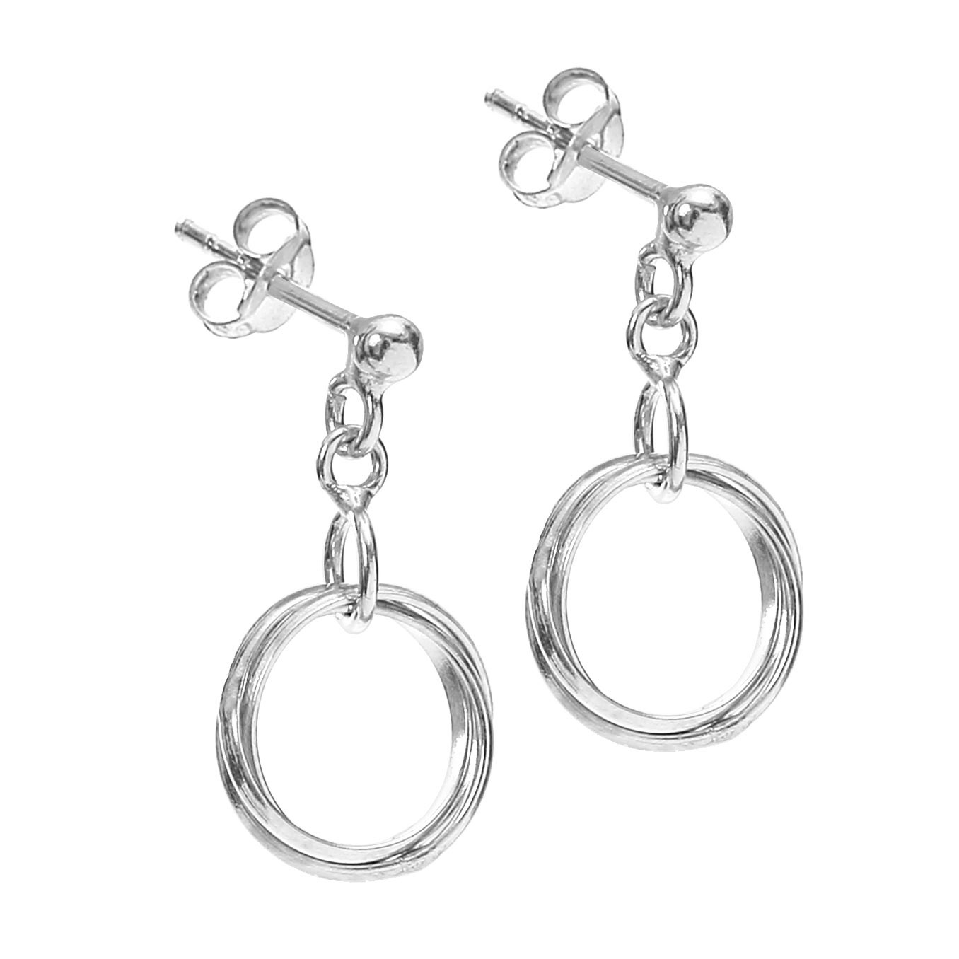 Boucles dorielles puces courtes trois ronds en argent OVA