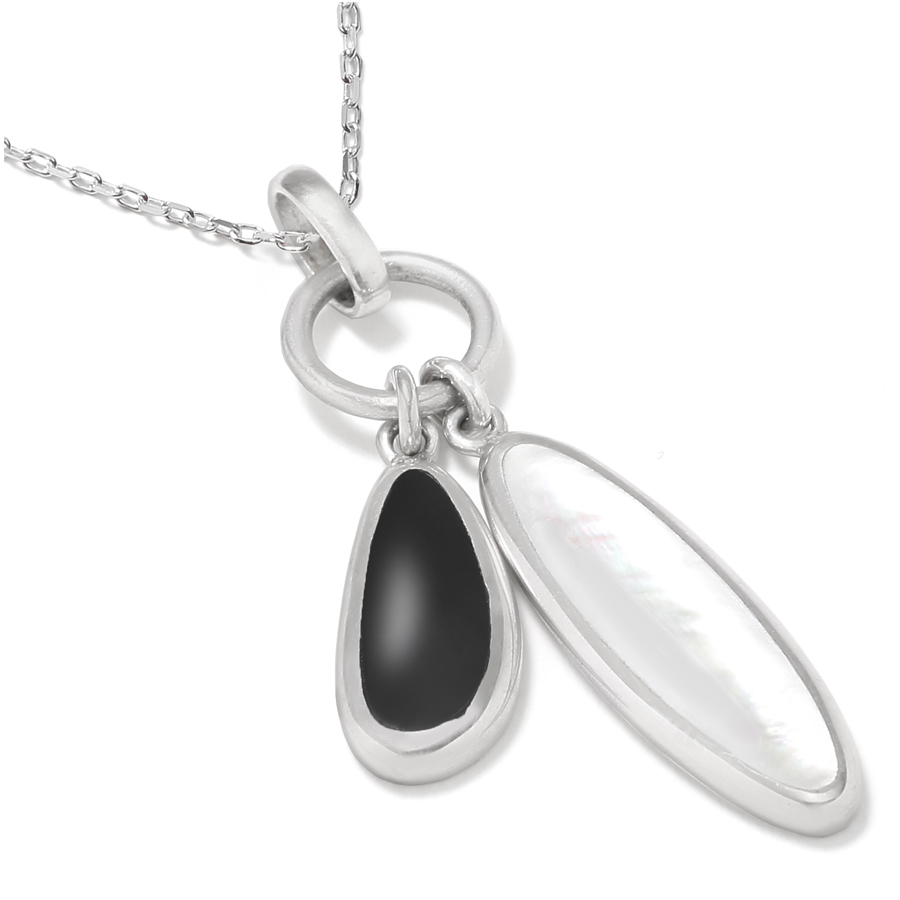 Pendentif breloques Noir et Nacre blanche DUO