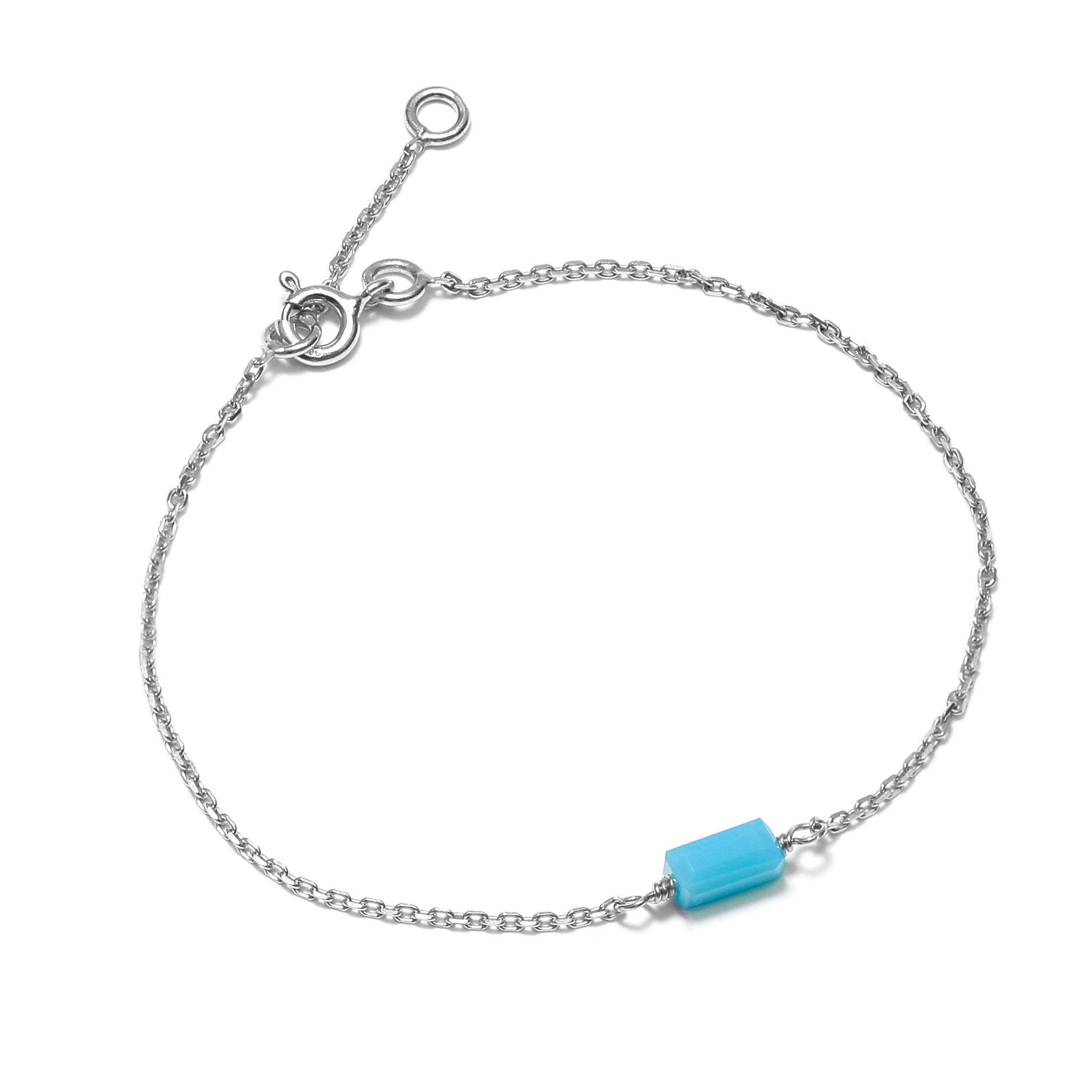 Bracelet chaîne fine en argent et perle couleur PASTILLE