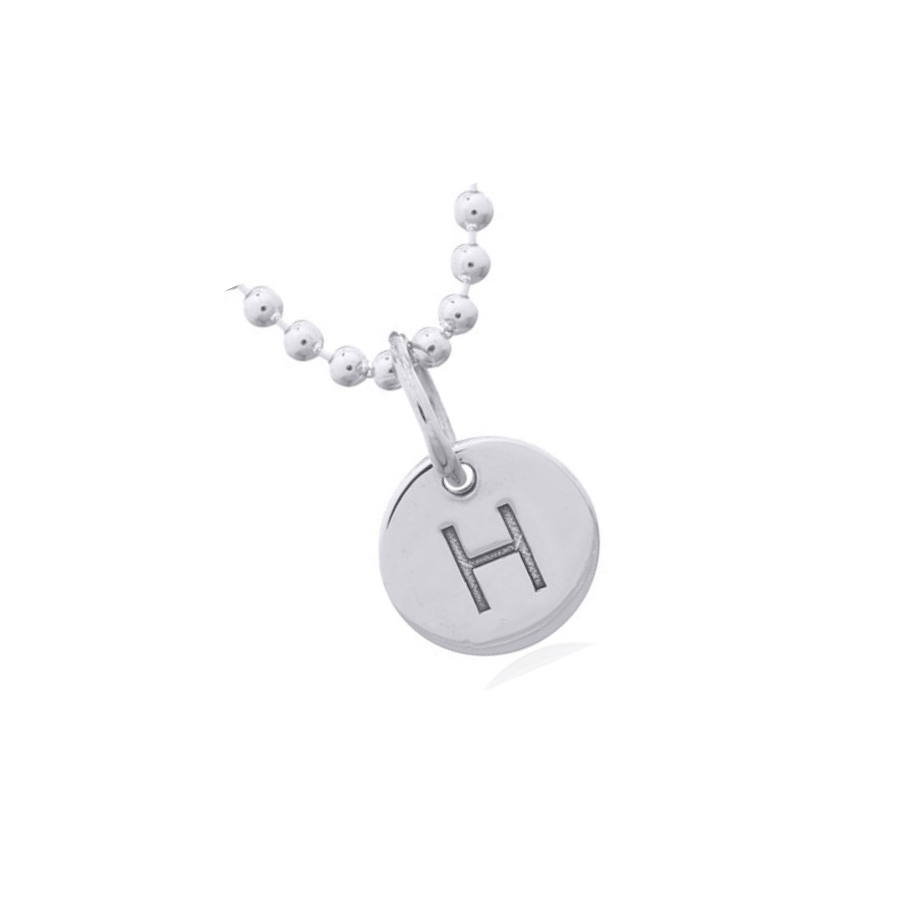 Pendentif initiale lettre gravée argent - H