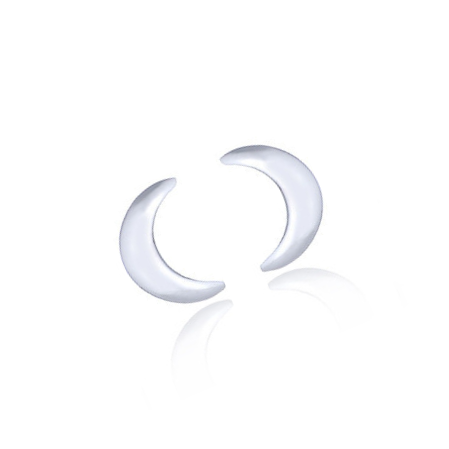 Boucles d\'oreilles puces en forme de croissant en argent - LUNE