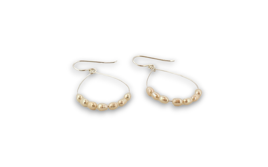 Boucles d'oreilles créoles ovales perles culture