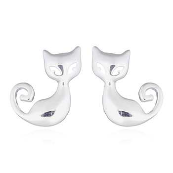 boucles oreilles chat argent