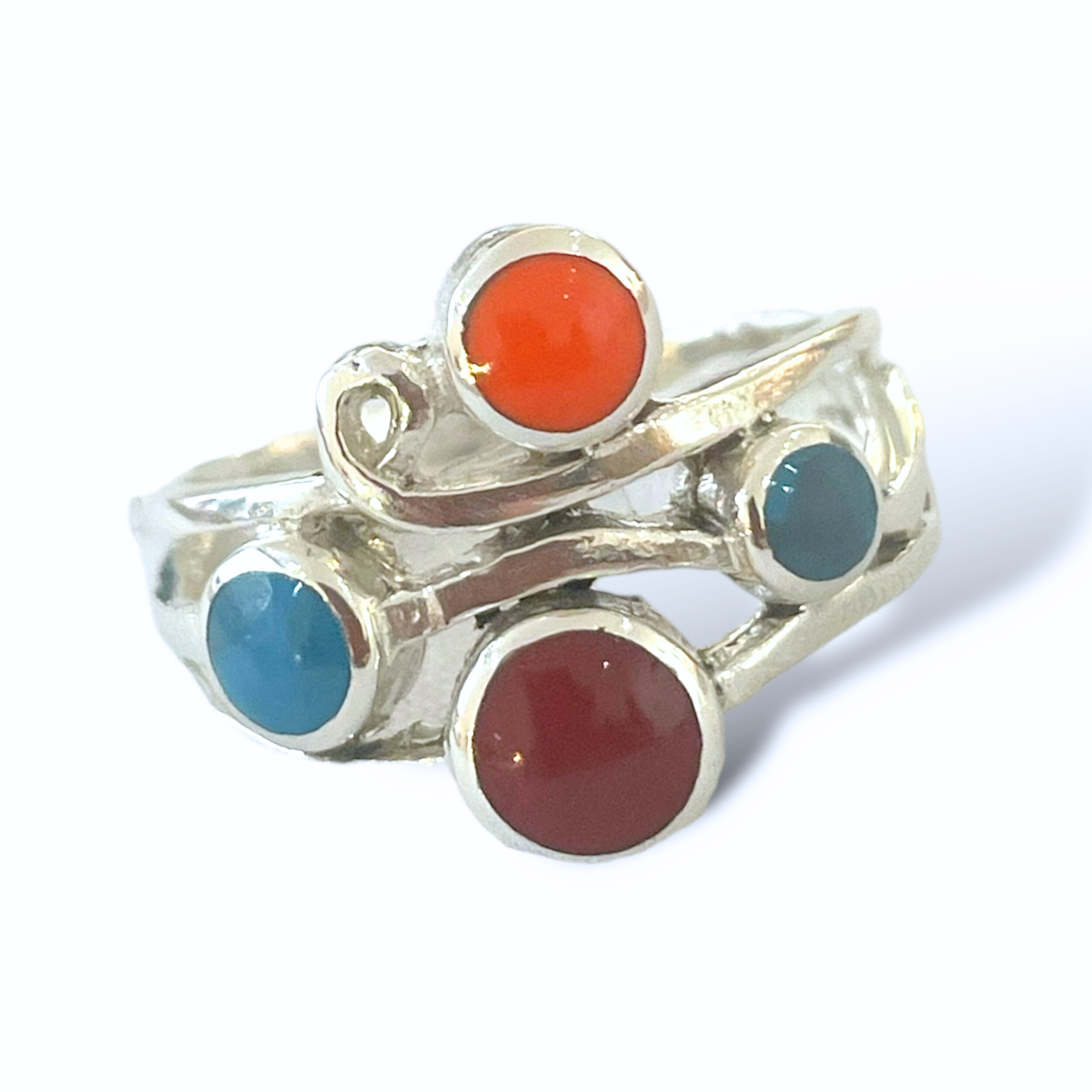 bague couleurs et argent