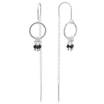 Boucles d\'oreilles pendantes avec breloques noires - Agate