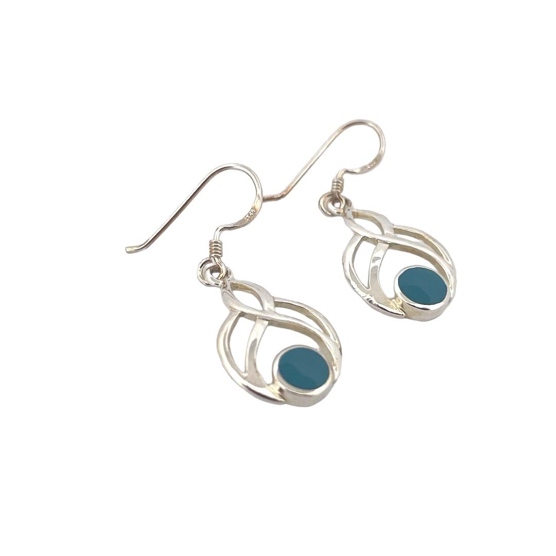 Boucles oreilles argent turquoise Spirale