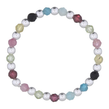Bague élastique pierres naturelles argent ZEN