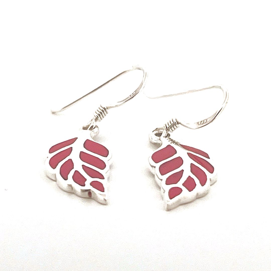 Boucles d'oreilles feuilles rose