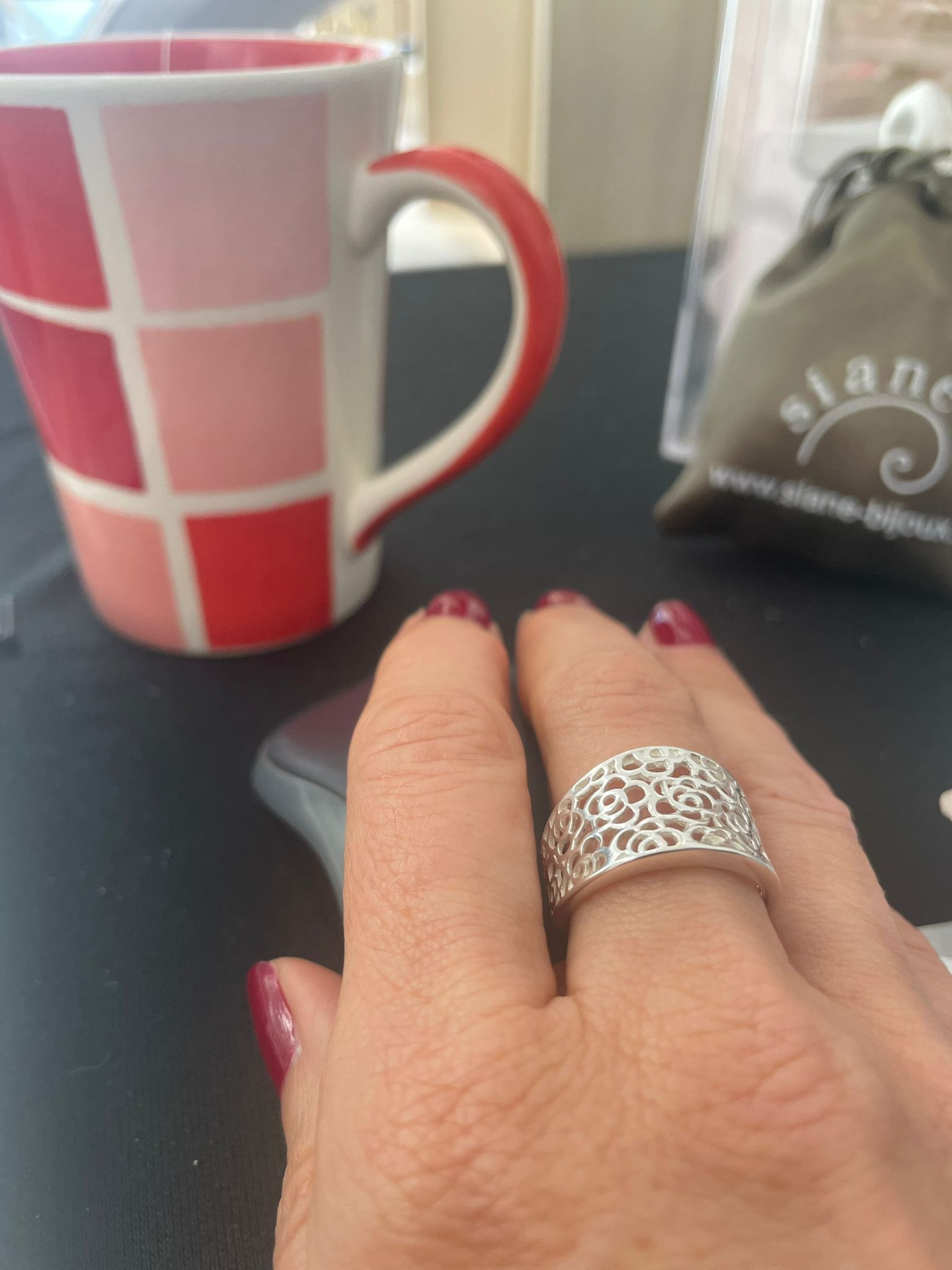 Bague Siane motif floral argent