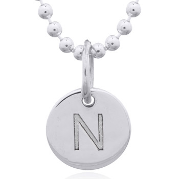 Pendentif initiale lettre gravée argent - N