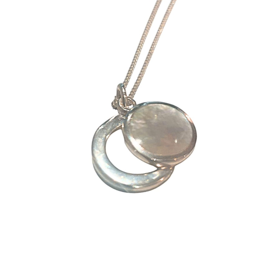 Pendentif argent nacre rond Tess