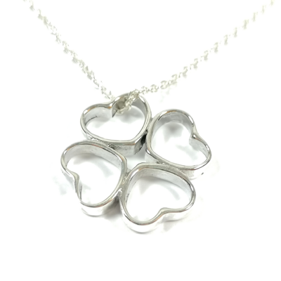 Collier argent trèfles coeur Love (2)