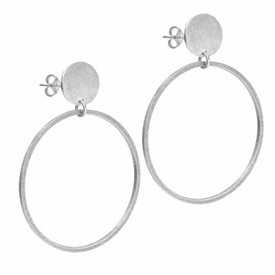 Boucles d'oreilles créoles originales argent brossé LAIA