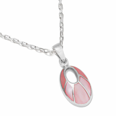 Pendentif en argent ovale rose avec un vide