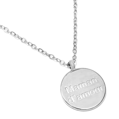 Pendentif argenté gravé maman d'amour argent-1