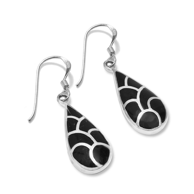 Boucles d'oreilles en argent en forme de goutte et noire