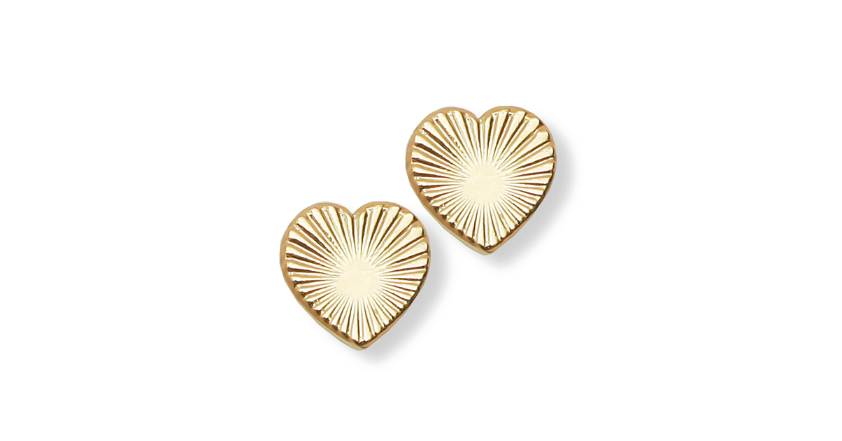Boucles D'oreilles Puces Dorcas Coeur Ajoure Or Jaune Oxyde De Zirconium