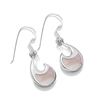 Boucles d'oreilles pendante virgule rose claire et argent
