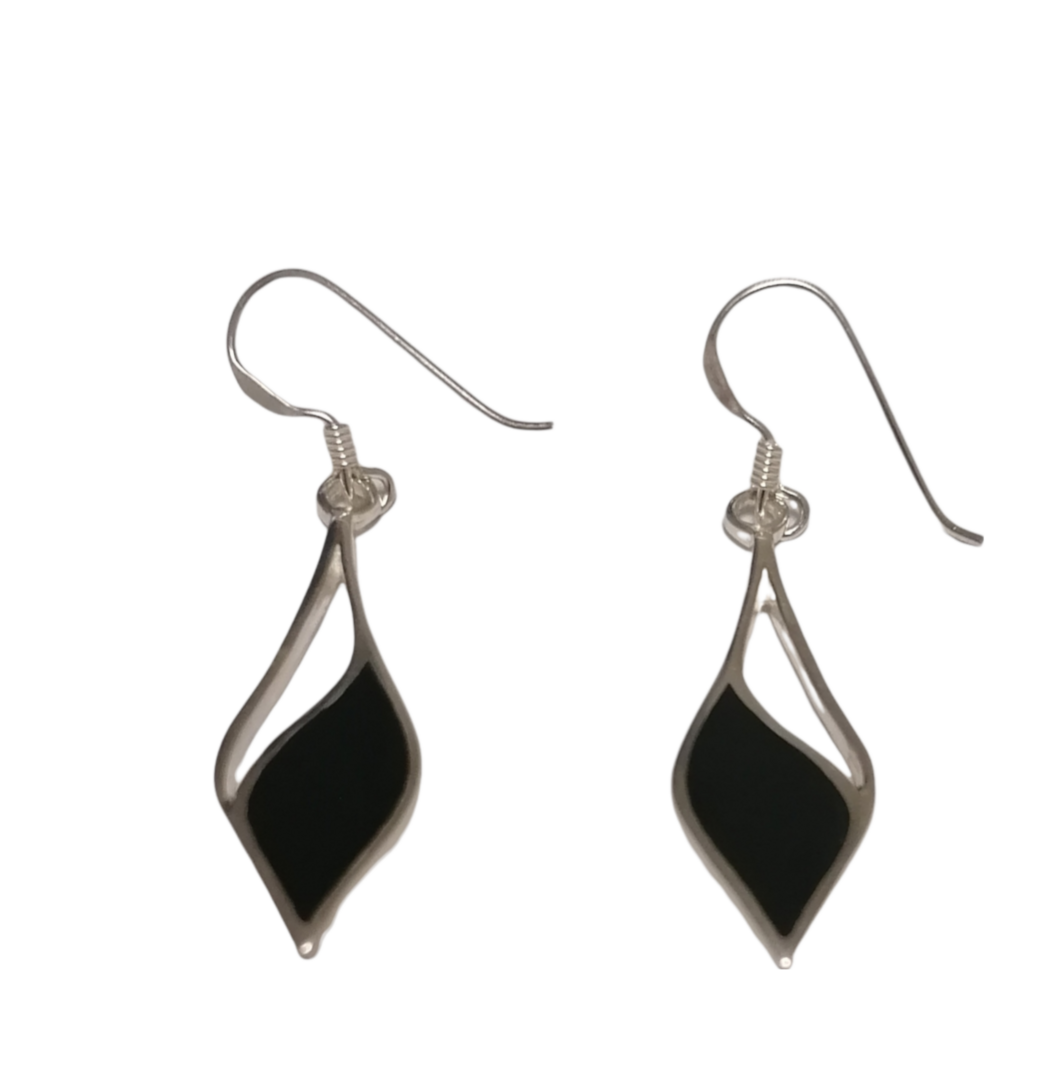 Boucles d'oreilles en bois d'ébène et laiton - Made in France