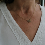 Collier acier papillon doré