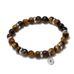 Bracelet homme pierres naturelles oeil de tigre marron et acier LUI