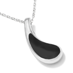 Pendentif réversible goutte noire et kaki et argent MALO