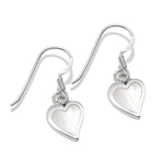 Boucles d'oreilles pendantes nacre et argent coeur