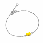 Bracelet en argent décorée dune pastille rectangulaire jaune