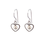 Boucles doreilles argent pendantes coeur et perle