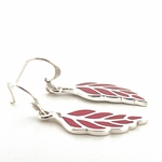 Boucles oreilles rose et argent feuille
