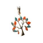 Pendentif arbre de vie bleu orange argent