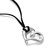 Pendentif coeur en argent électroformé et cordon noir interchangeable