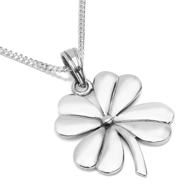 Pendentif argent trèfle Cupidon - Bijou cœur romantique